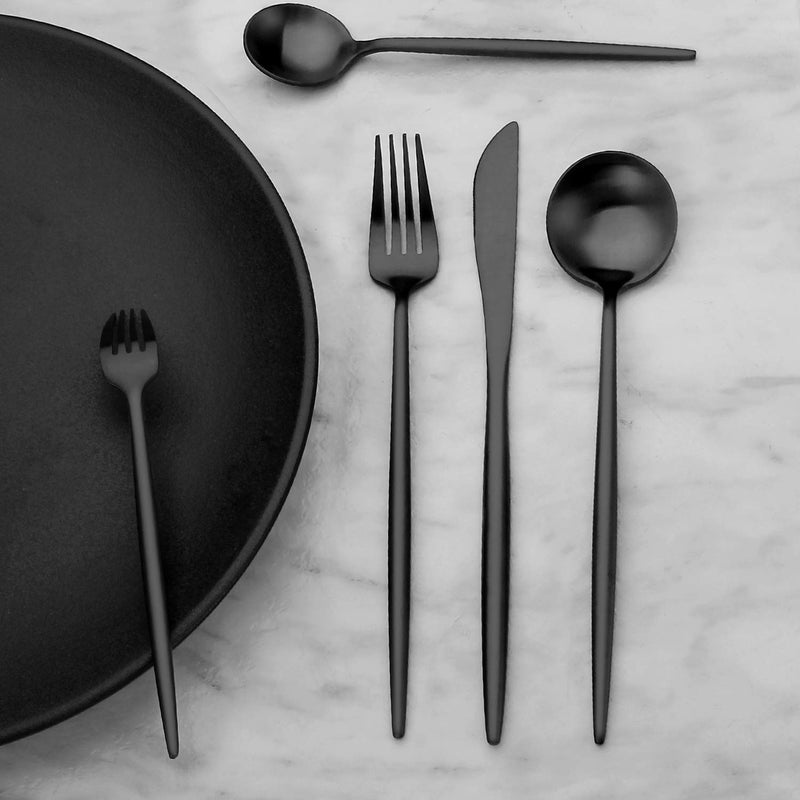 Bettlife Matte Black Silverware Set, Stainless Steel Satin Finish, Flatware Cutlery Set for 4, 20-Piece Spoons and Forks Kitchen Utensil Set, Dishwasher Safe (Matte Black, 20 P) - Image 4